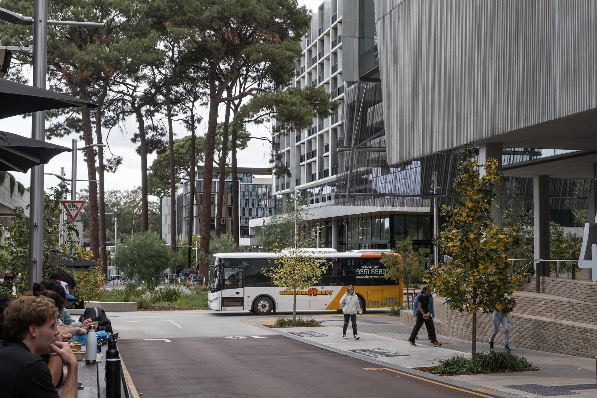 Horizons West school bus at campus