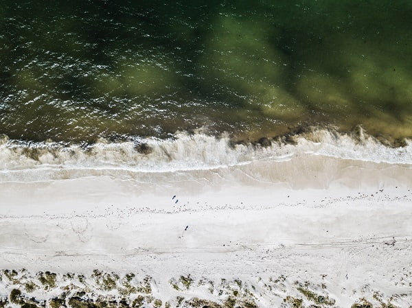 A birds eye shot of the coastline in Augusta